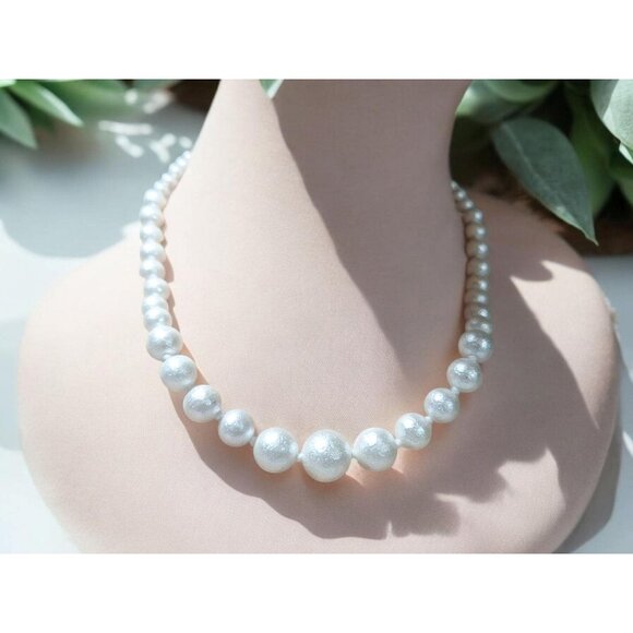 Genuine Classic White Pearl Necklace, Fresh Water Pearl Necklace, Natural Pearl - Picture 9 of 10